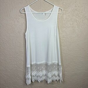Kaktus Boho Ivory Lace Tank Lg‎ Cottagecore Fairy Tunic Dress Coquette Layering